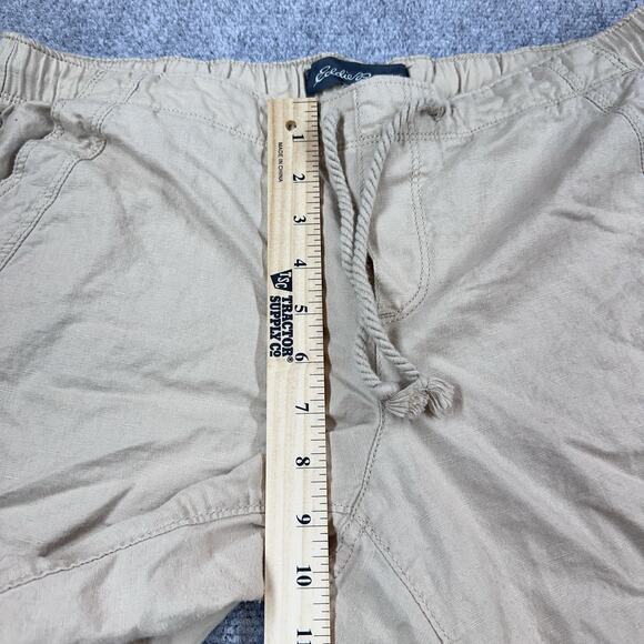 Eddie Bauer Women Pants M Drawstring Linen Blnd Cozycore Hike Vacation Boho Chic - Picture 4 of 9